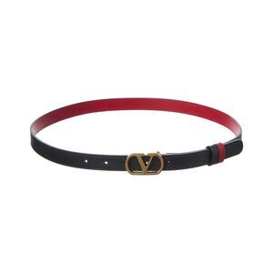 Valentino Vlogo Signature Reversible Leather Belt, Black